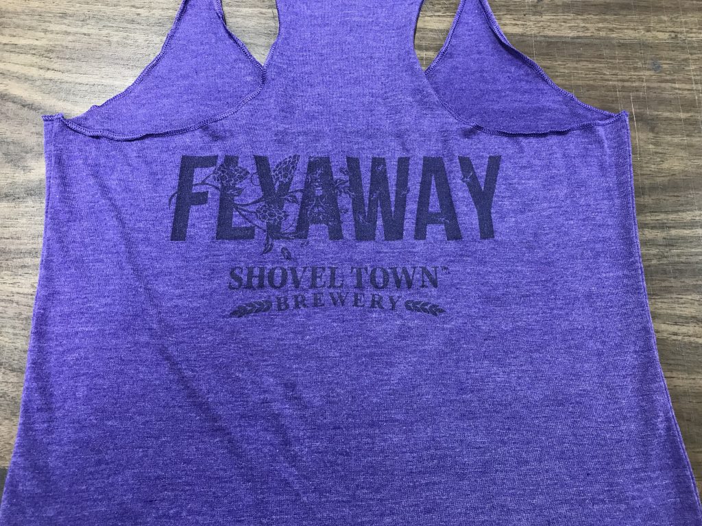 photo of a custom tank top design for Shovel Town Brewery- PURPLE